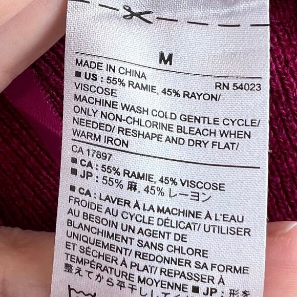 Banana Republic Ramie Blend Short Sleeve Magenta Single Hook Cardigan Medium - Picture 7 of 7